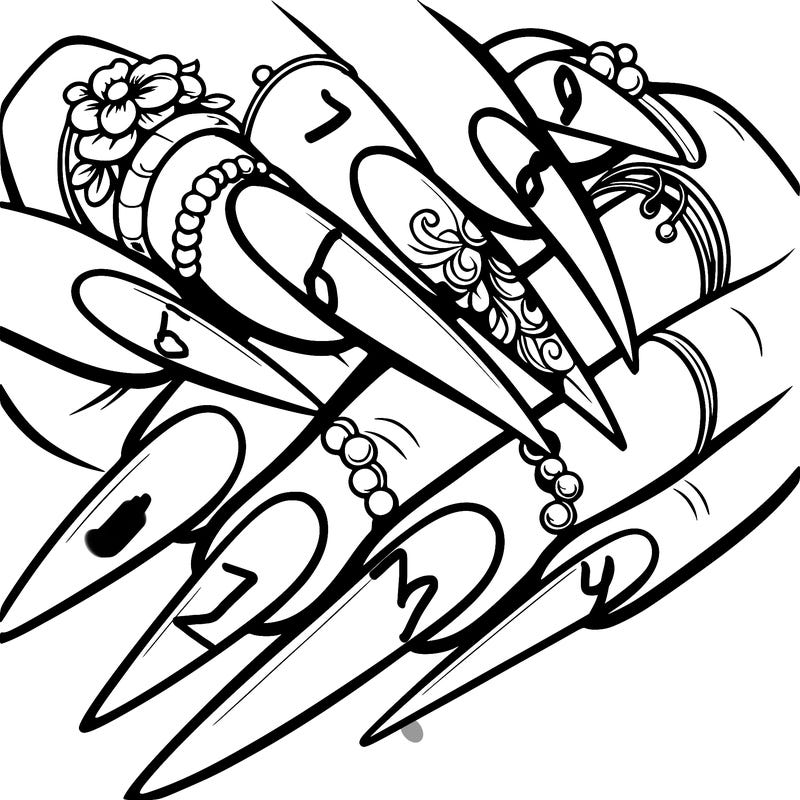 long nails with a design