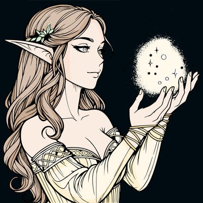 realistic elf girl doing magic