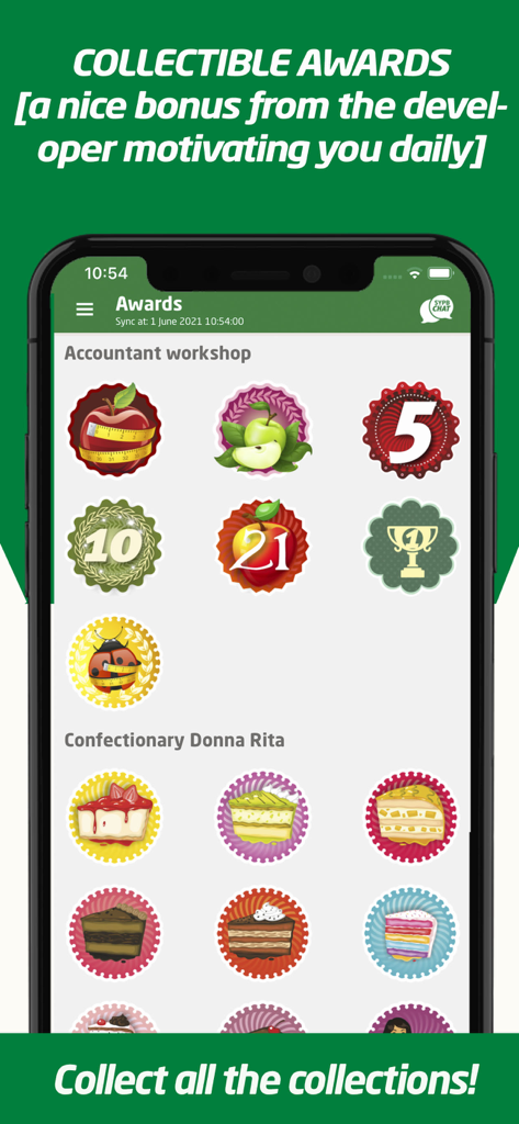 Calorie Counter - SYPB 30 - Premios de logros coleccionables y insignias de motivación en la aplicación de contador de calorías SYPB 30.