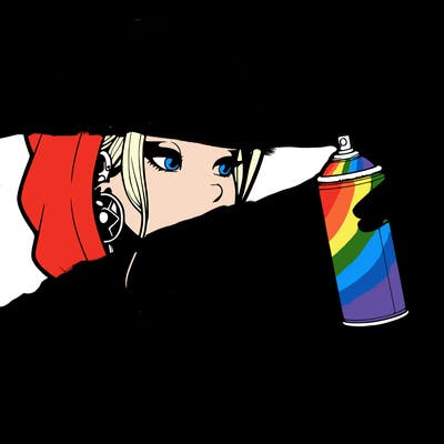 a realistic girl, spray painting