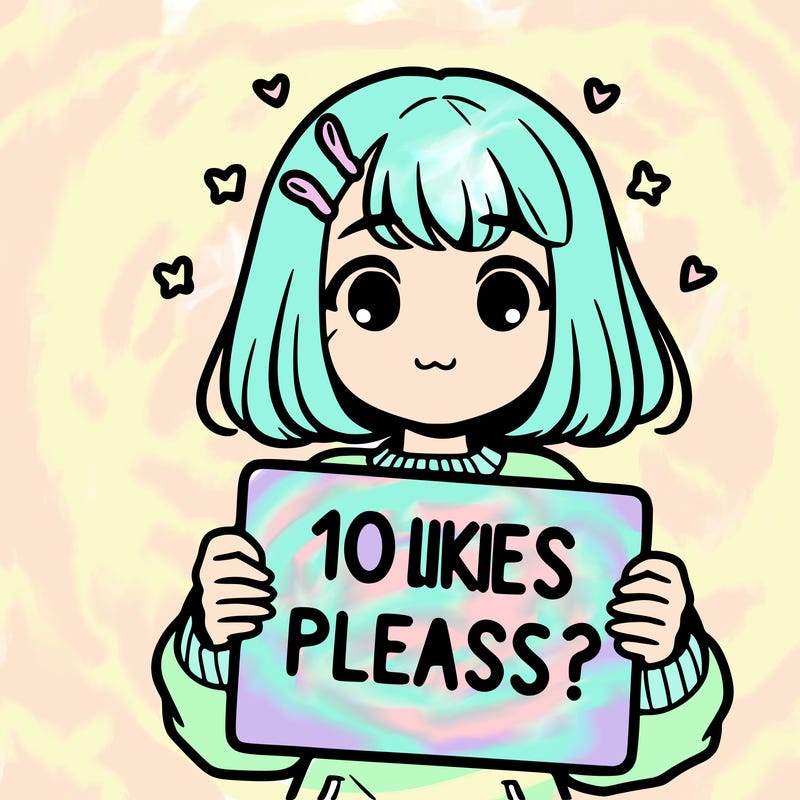 girl holding sign that says 10 likes please?