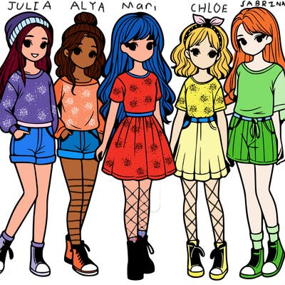 a group of five girls