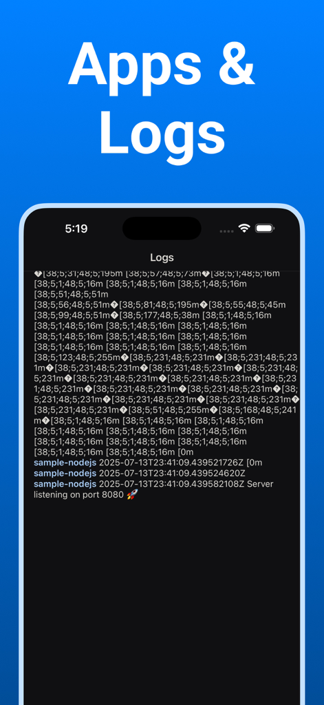 Digital Ocean Mobile — Ocean - Visualização de logs de aplicativos em tempo real no aplicativo Digital Ocean Mobile