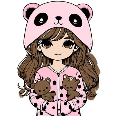 realistic girl in animal pjs