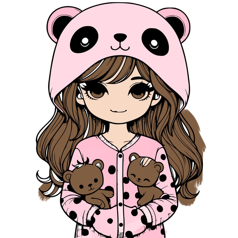 realistic girl in animal pjs