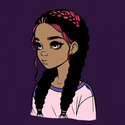 realistic girl with braids