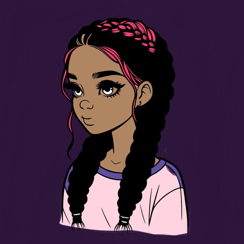 realistic girl with braids