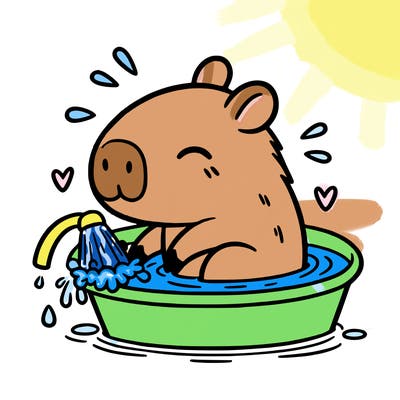 capybara taking a bath