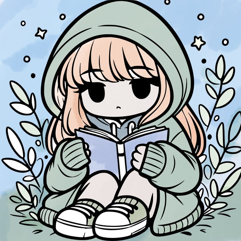 girl in oversized hoodie reading a book