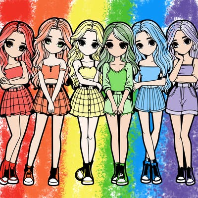 a group of girls realistic