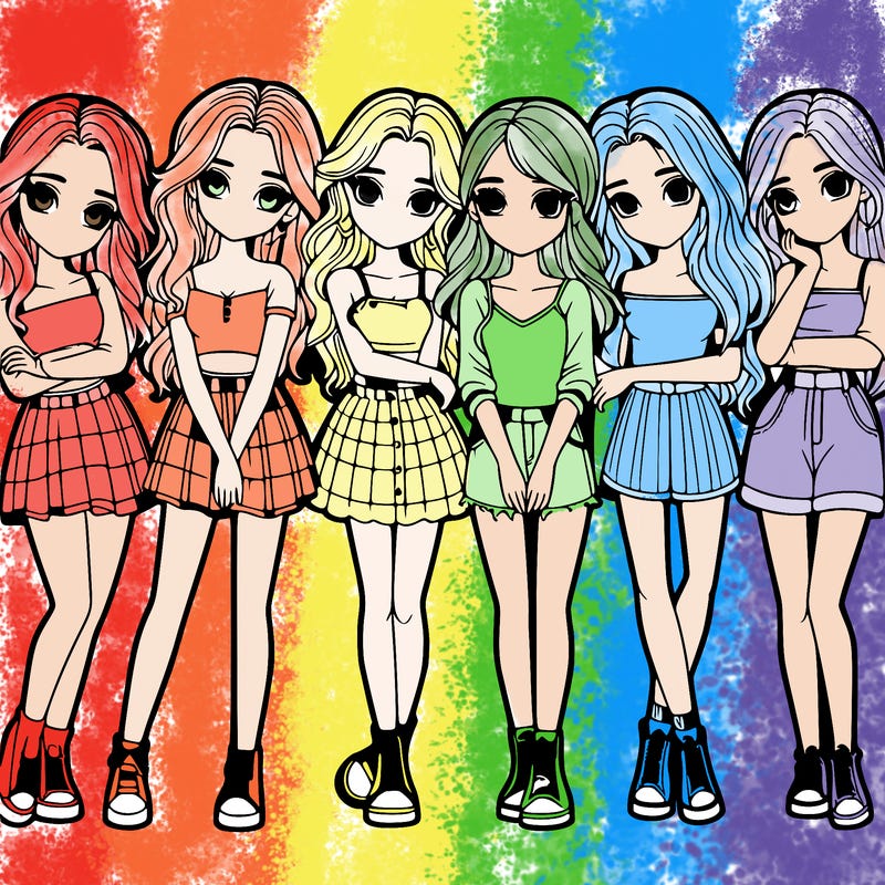 a group of girls realistic