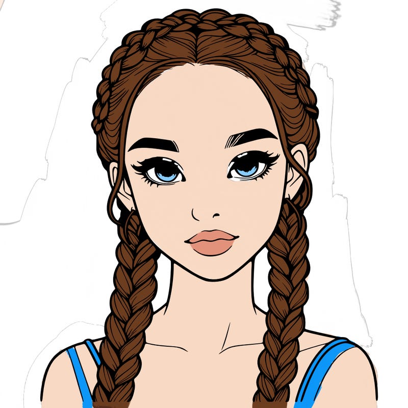 realistic girl with braids