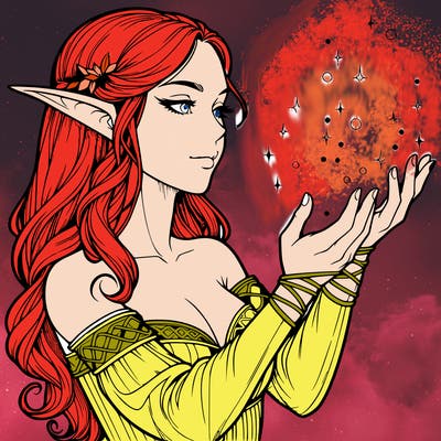 realistic elf girl doing magic