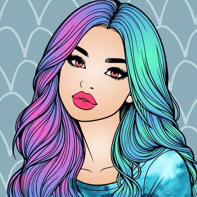 realistic girl with hair on her hair and lips