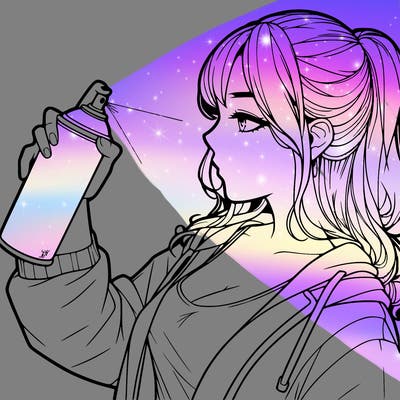 a realistic girl spray, painting