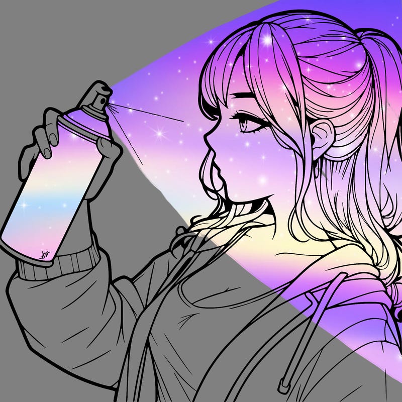 a realistic girl spray, painting