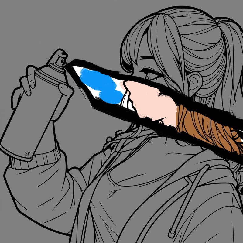 a realistic girl spray, painting