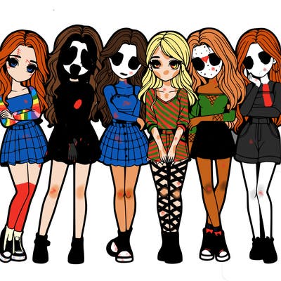 a group of girls realistic