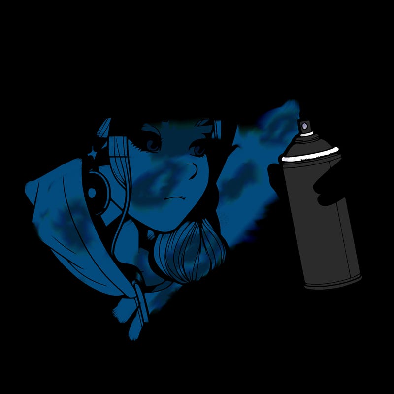 a realistic girl, spray painting