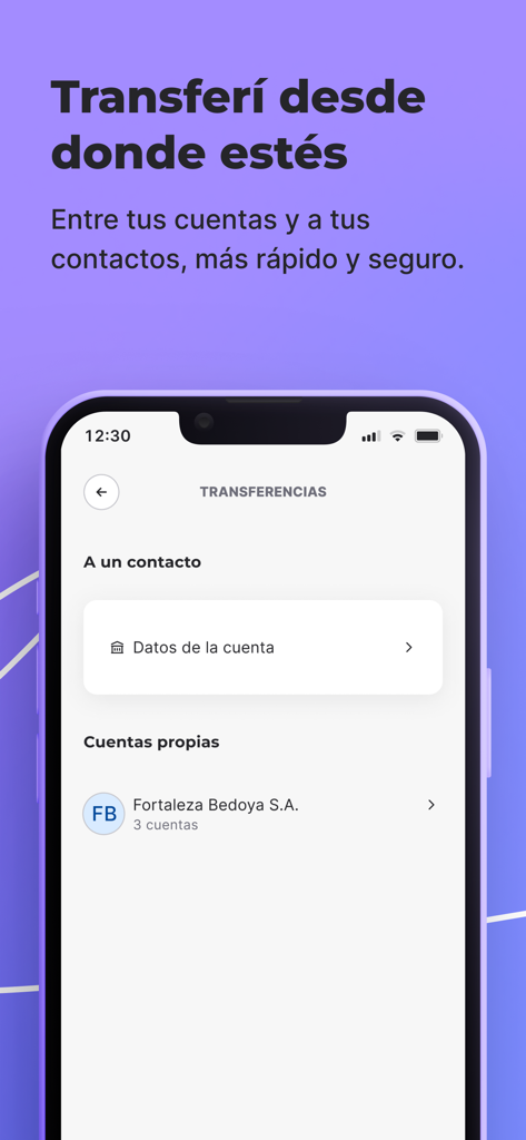 ueno bank empresas - Mobile screen of ueno bank empresas showing transfer options for business accounts
