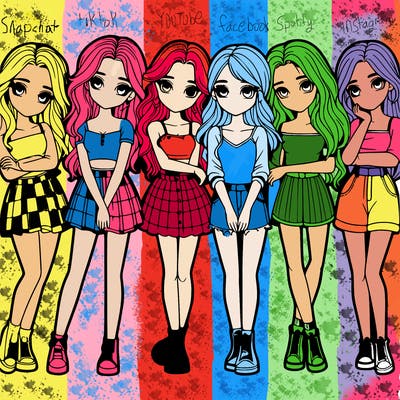 a group of girls realistic