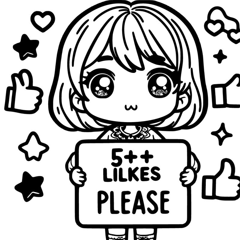 cute girl holding a sign saying 5+ likes please