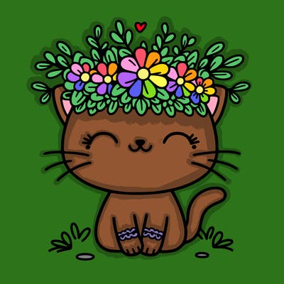 cute cat with flower crown