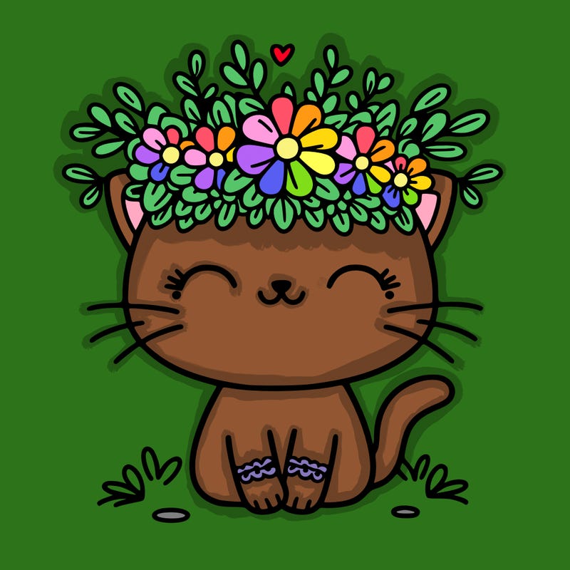cute cat with flower crown