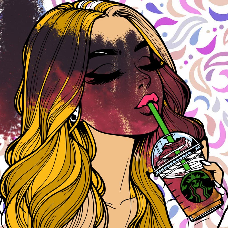 realistic girl drinking starbucks