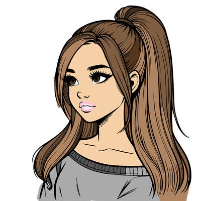 realistic girl with a high ponytail