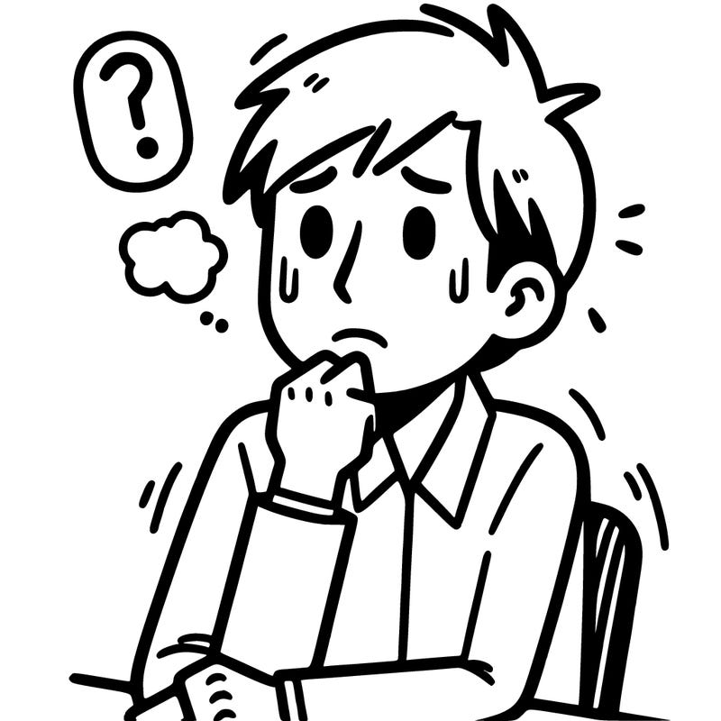 man scared and thinking