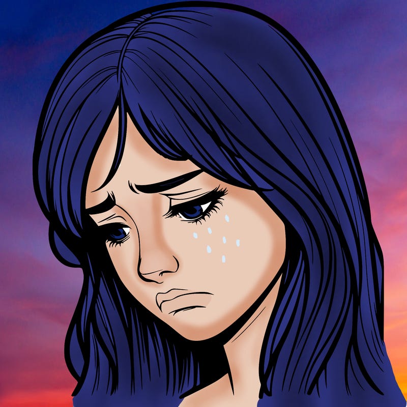 depressed realistic girl crying