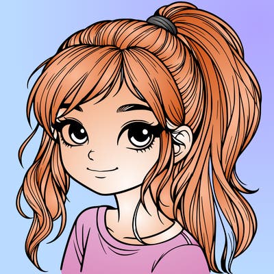 realistic girl with ponytail