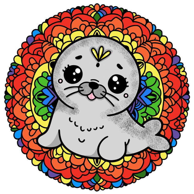 a cute baby seal mandala