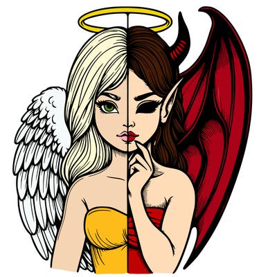 realistic angel half demon