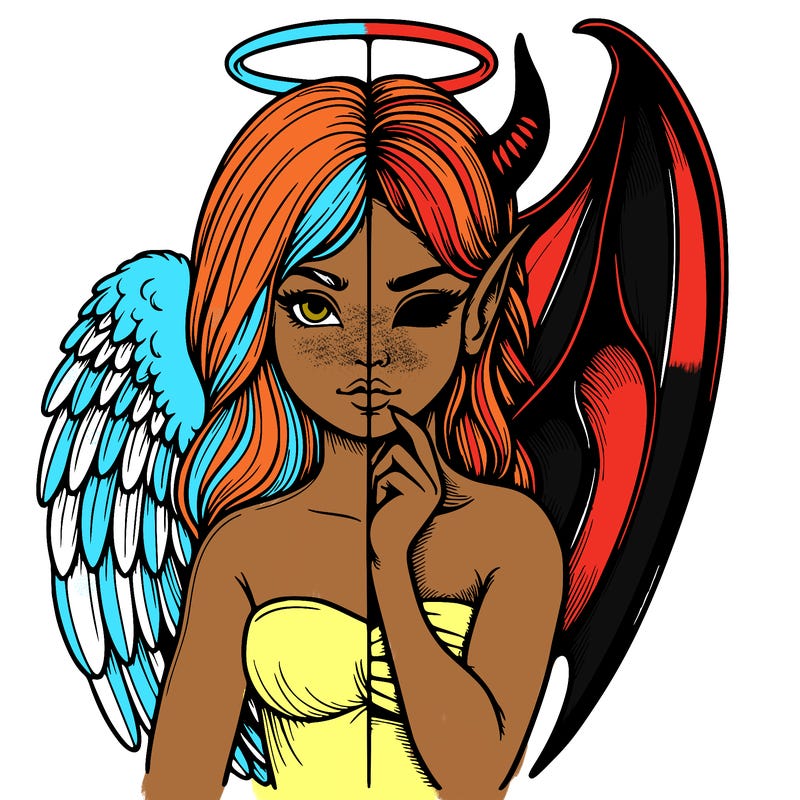 realistic angel half demon