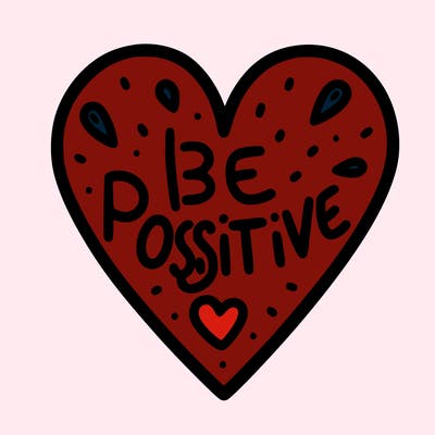 a out line of a heart that says be positive