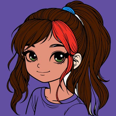 realistic girl with ponytail