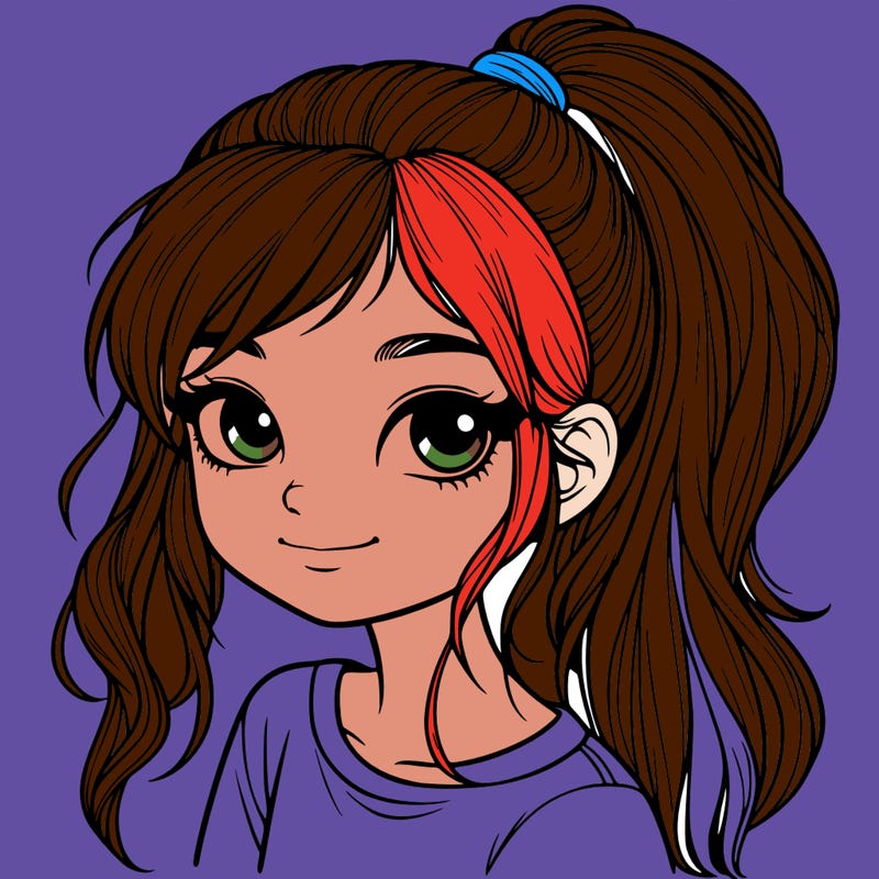 realistic girl with ponytail