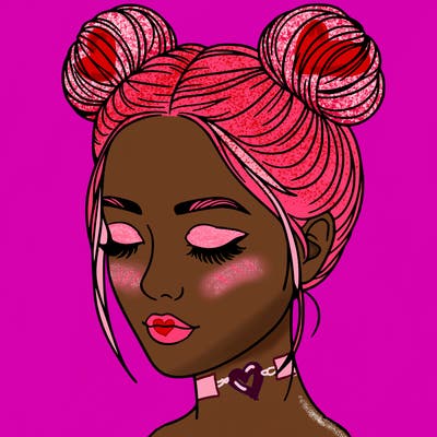 woman with hair buns