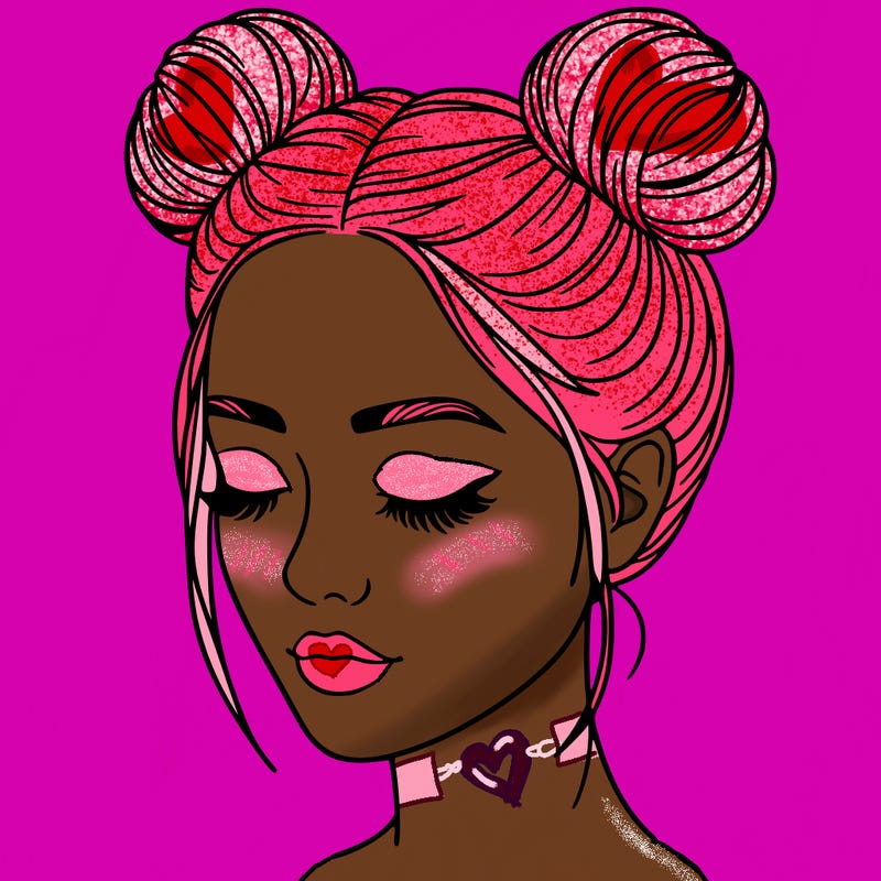 woman with hair buns