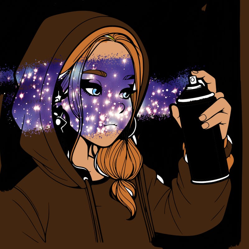 a realistic girl, spray painting