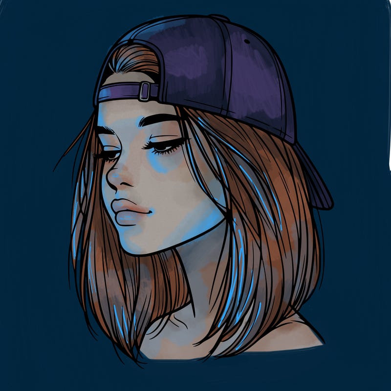 realistic  girl with a backwards hat