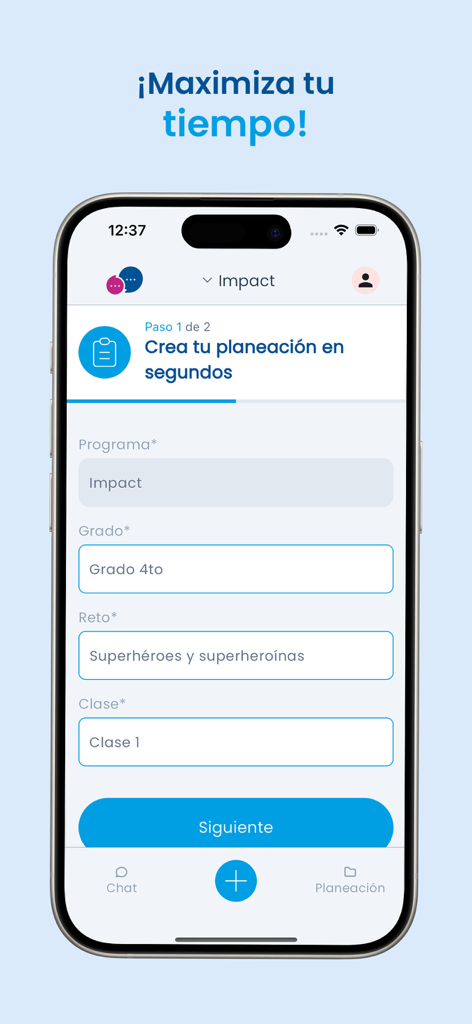 AI Teacher Assistant - Benutzeroberfläche der KI-Lehrerassistent-Mobil-App, die ein Schritt-für-Schritt-Formular zur Erstellung von Unterrichtsplänen anzeigt