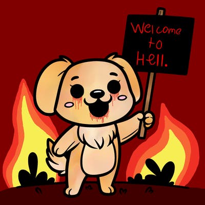 cute dog holding a sign