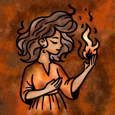 woman with fire