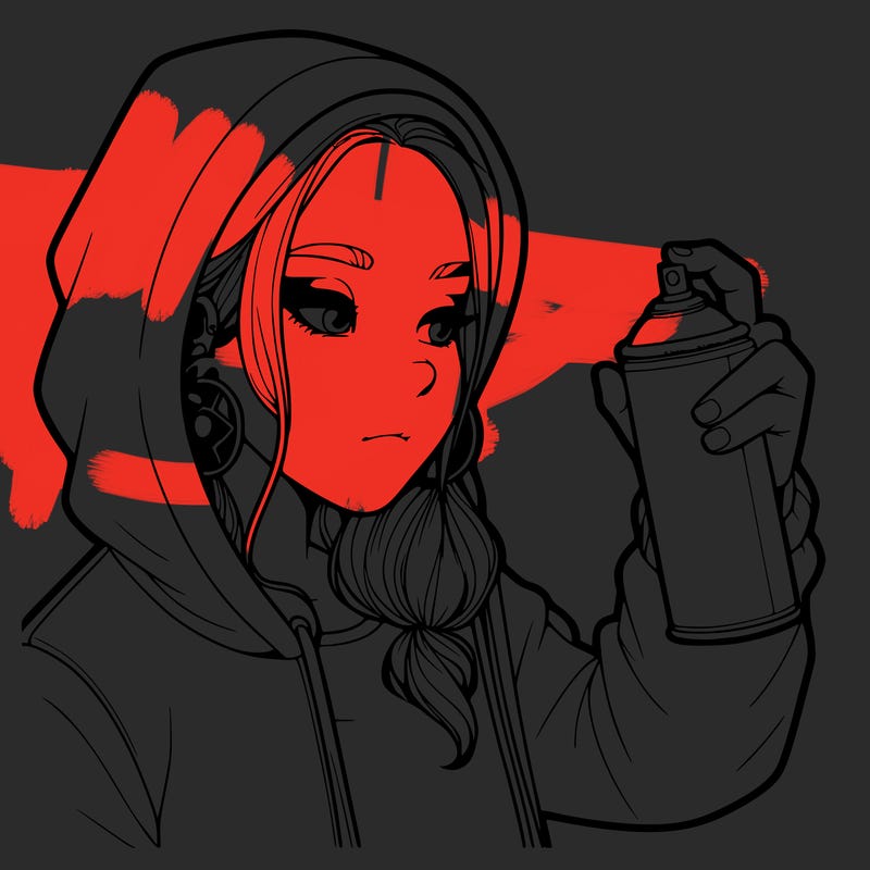 a realistic girl, spray painting