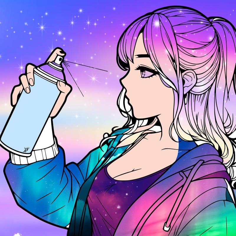 a realistic girl spray, painting