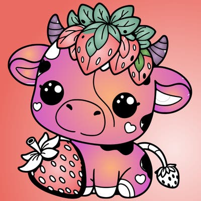 cute strawberry cow