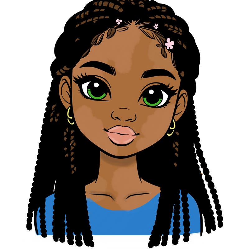 a realistic black girl with braids